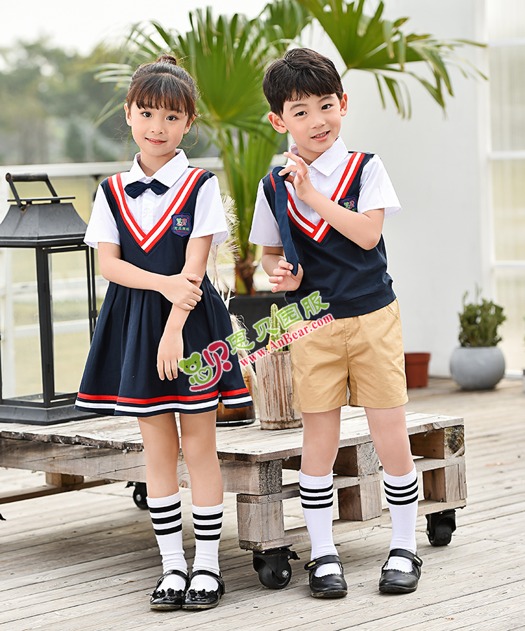 N10433AB幼兒園夏季園服-2021夏季新款園服|2021英倫風校(xiào)服