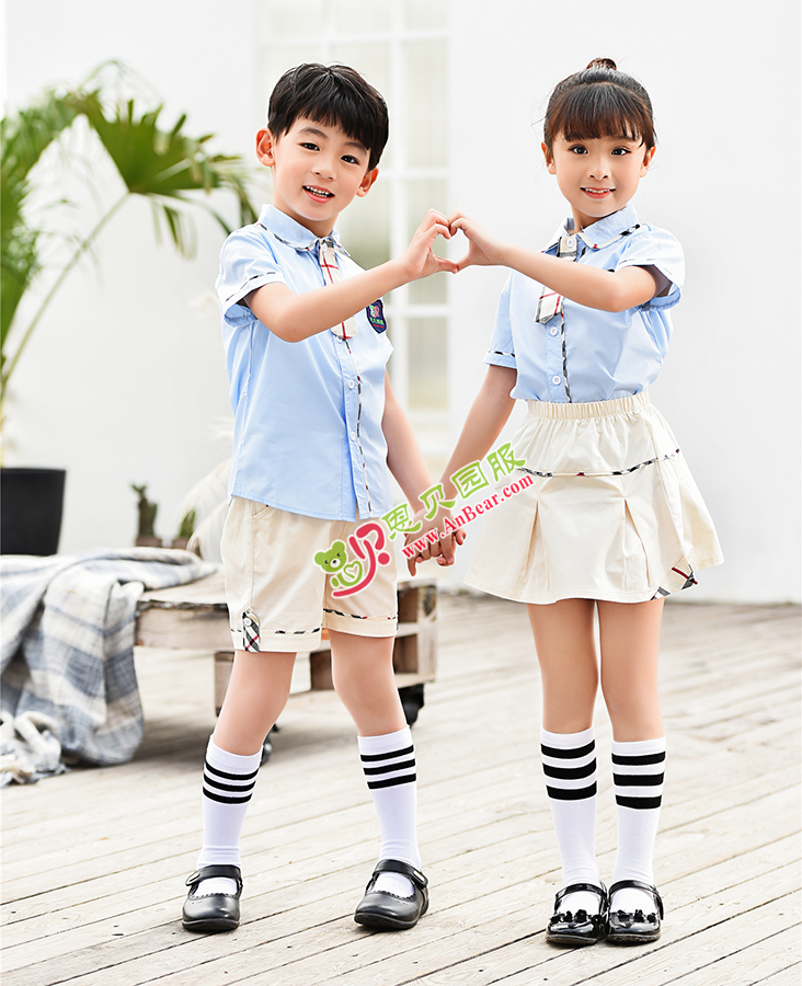 N10454AB幼兒園禮服款式-2021夏季新款園服|2021英倫風校(xiào)服