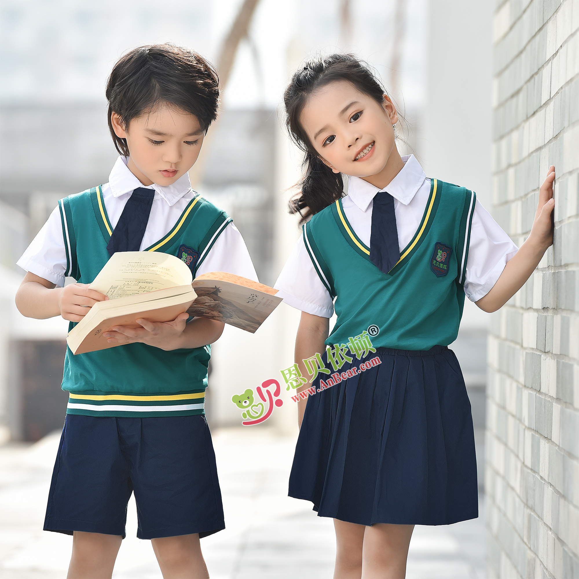 N10487AB幼兒園夏季園服-2022夏季新款園服|2022英倫風校(xiào)服|恩貝依頓園服