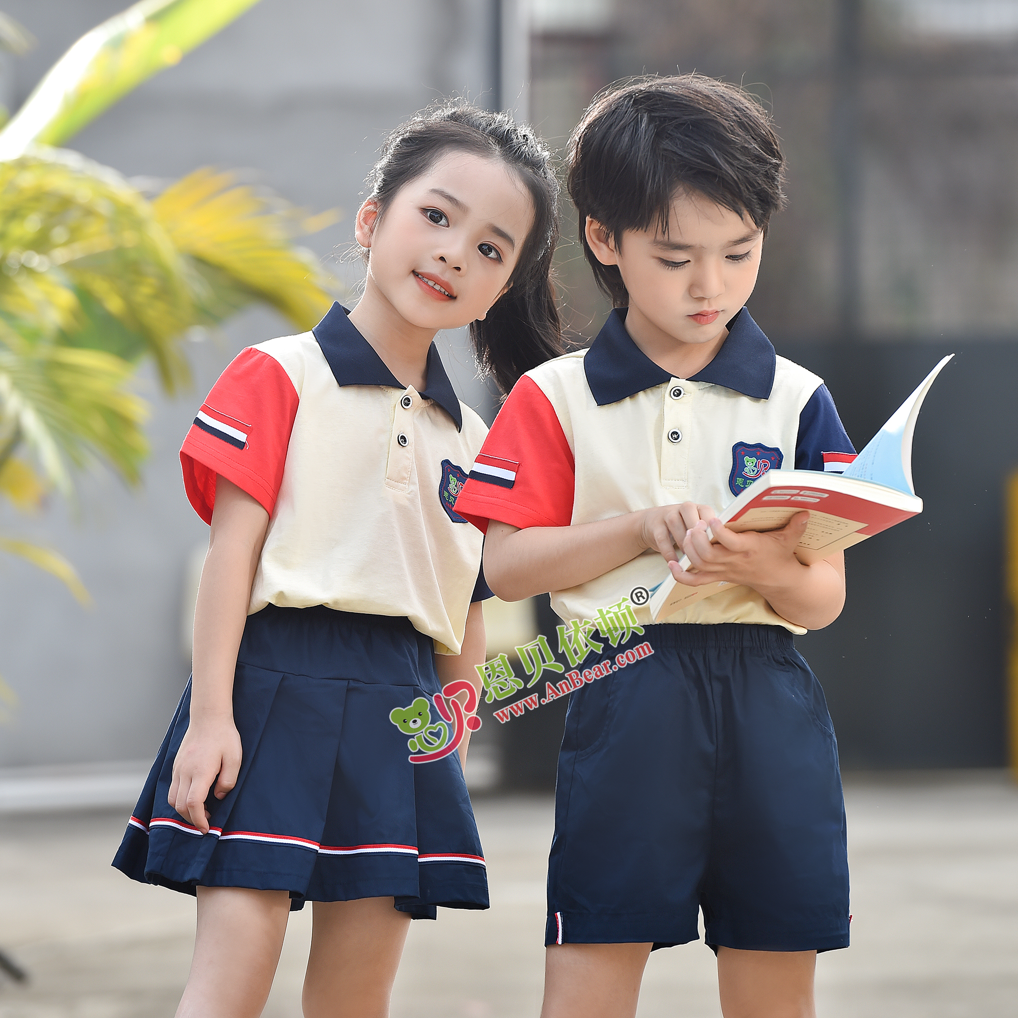 N10498AB幼兒園夏季園服-2022夏季新款園服|2022英倫風校(xiào)服|恩貝依頓園服