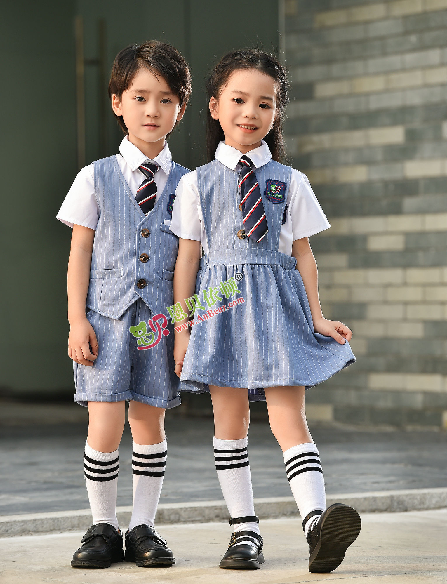 N10501AB幼兒園夏季園服-2022夏季新款園服|2022英倫風校(xiào)服|恩貝依頓園服