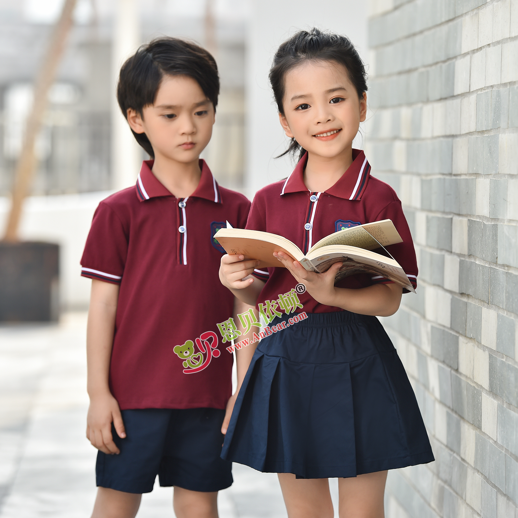 N10502AB幼兒園夏季園服-2022夏季新款園服|2022英倫風校(xiào)服|恩貝依頓園服