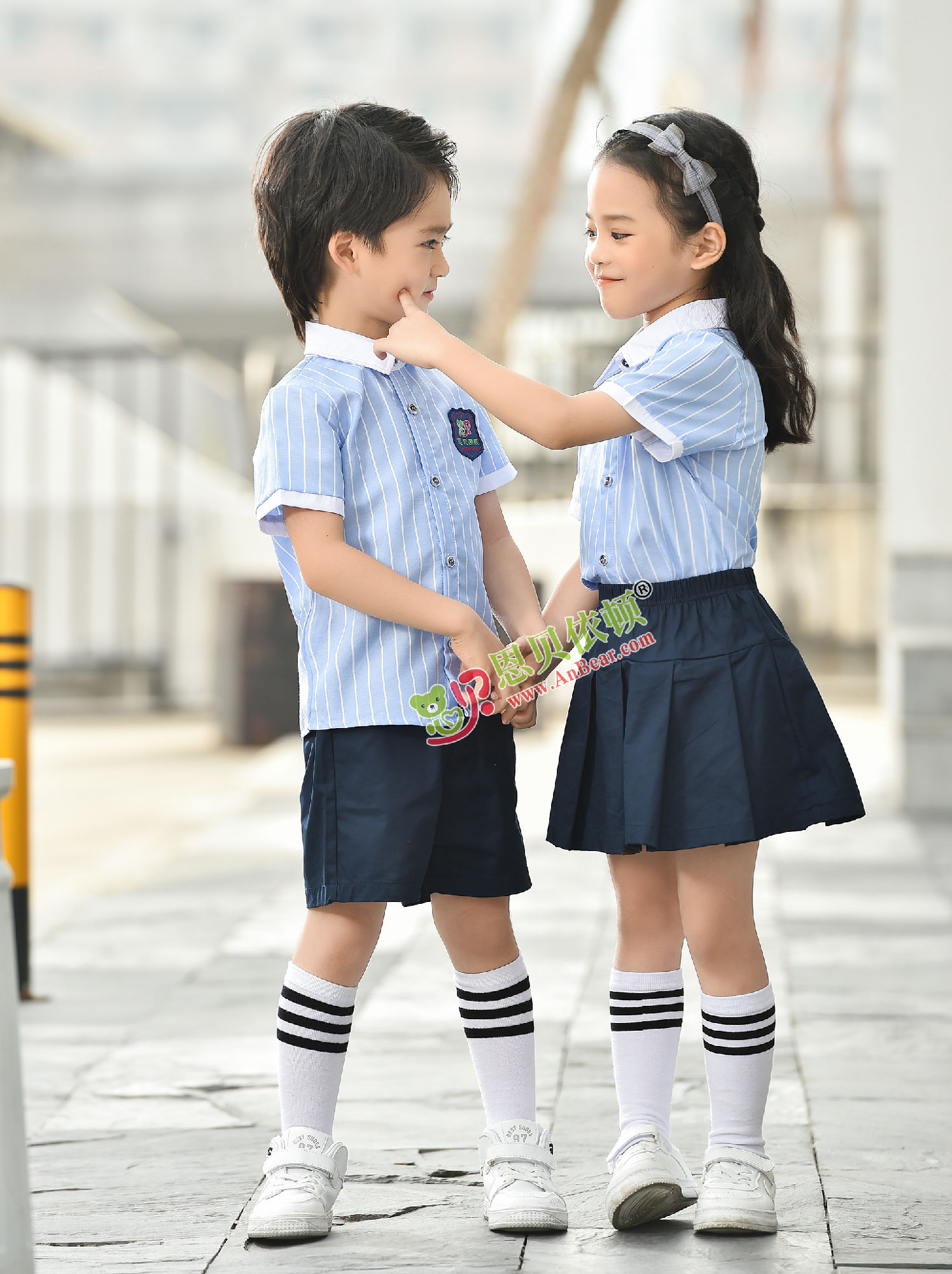 N10508AB幼兒園夏季園服-2022夏季新款園服|2022英倫風校(xiào)服|恩貝依頓園服