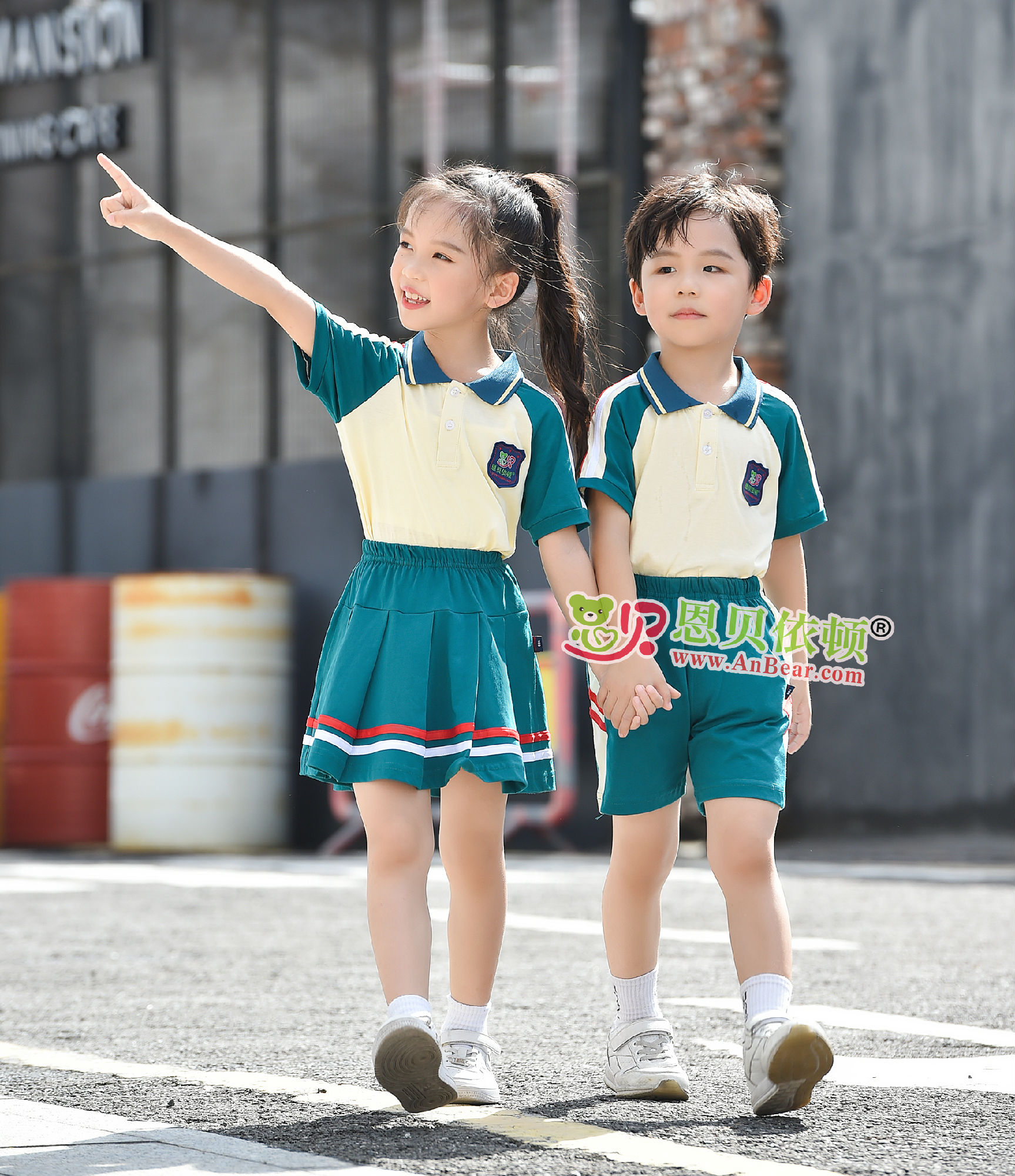 N10570AB幼兒園夏季園服-2023夏季新款園服|2023英倫風校(xiào)服|恩貝依頓園服