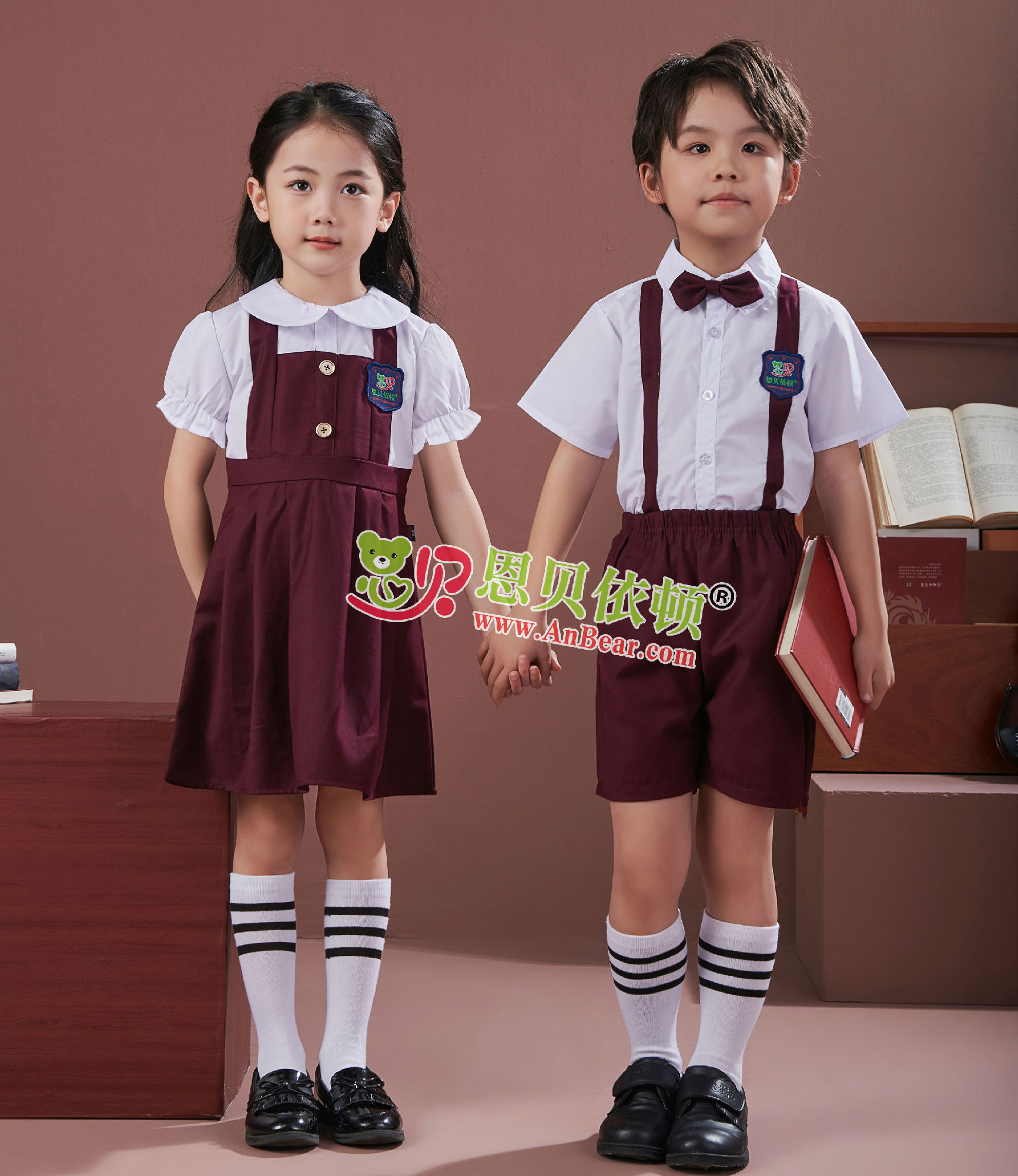 N10596AB幼兒園夏季園服-2024夏季新款園服|2024英倫風校(xiào)服|恩貝依頓園服